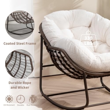Villeston Outdoor Papasan Rocking Chair for Indoor and Outdoor Comfort