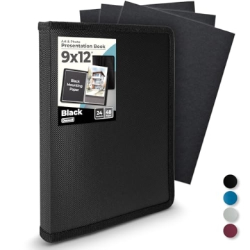 Dunwell 9x12 Art Portfolio Binder - Acid-Free Presentation Book for Artwork with 24 Pockets Display