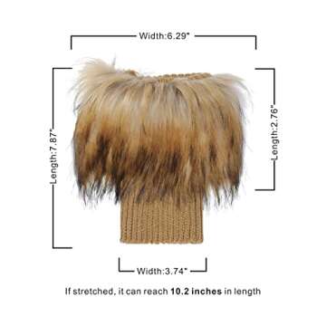 LA CARRIE Women Faux Fur Plush Leg Warmers Short Furry Fuzzy Leg Cuffs Girls Winter Knitted Boot(Nature)