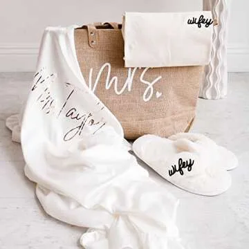 ModParty Bride Beach Bag | Mrs. Burlap Tote Bag | Engagement, Bridal Shower, & Wedding Gift for Bride | Honeymoon Travel Carry On | Large Jute Canvas Carrier