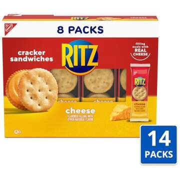 RITZ Cheese Sandwich Crackers, 112 Snack Packs (14 Boxes, 6 Crackers Per Pack)
