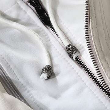 Tanming Women's Womens Hooded Faux leather Jackets (Small, White)