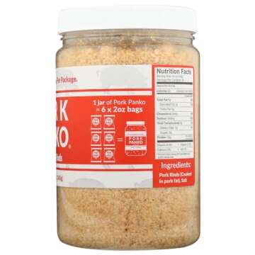 Pork Panko - 0 Carb Pork Rind Bread Crumbs - Keto and Paleo Friendly, Naturally Gluten-Free and Carb-Free - Case of (6) 12oz Pork Panko Jars