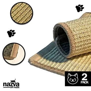 Cat Scratcher Sisal Mat - 16” x 12” (Pack of 2) - Natural Scratching Pad Velcro Furniture Carpets Sofas Couch Protector