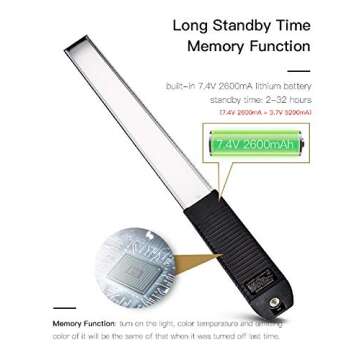 LUXCEO RGB LED Photography Lighting Portable Wand Handheld LED Video Light 1000 Lumens CRI 95+ USB Rechargeable with Remote Control, Carry Bag, Adjustable Color Temperature 3000K-6000K and 36 Colors