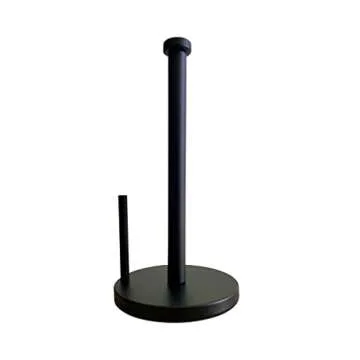 Steelware Central Paper Towel Holder Stainless Steel with Side Rod for Kitchen countertop Weighted Base Easy Tear (Matte Black)