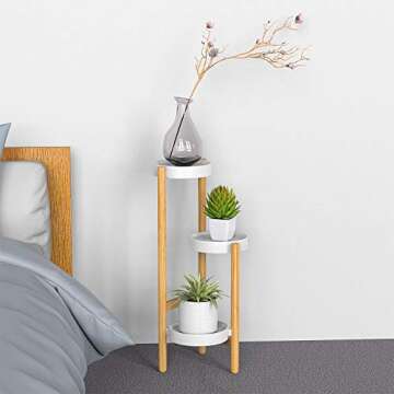HoVoit Bamboo Plant Stand - Elegant 3-Tier Design