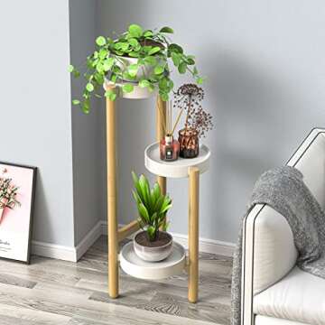 HoVoit Bamboo Plant Stand - Elegant 3-Tier Design