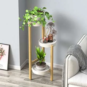 HoVoit Bamboo Plant Stand - Elegant 3-Tier Design