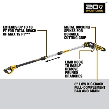 DEWALT 20V MAX XR Pole Saw 15-Foot Reach Brushless Motor