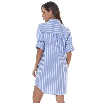 MCEDAR Women's Oversized Short-Sleeve Shirt Dress Plus Size