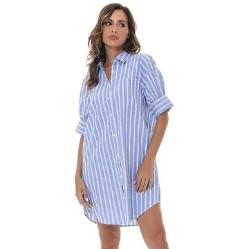 MCEDAR Women's Oversized Short-Sleeve Shirt Dress Plus Size