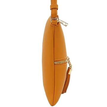 DELUXITY Lightweight Medium Crossbody Bag with Tassel (Mustard)
