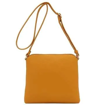 DELUXITY Lightweight Medium Crossbody Bag with Tassel (Mustard)