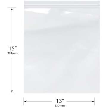 Plymor 13" x 15" Zipper Reclosable Plastic Bags - Pack of 100