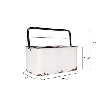 Creative Co-Op Distressed White Metal Caddy with 6 Compartments