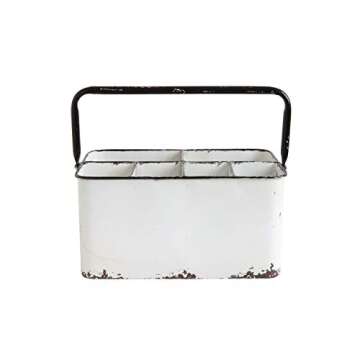 Creative Co-Op Distressed White Metal Caddy with 6 Compartments
