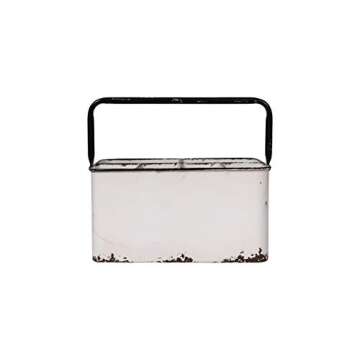 Creative Co-Op Distressed White Metal Caddy with 6 Compartments