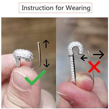 CZ Safety Pin Cartilage Sterling Silver Hoop Earrings for Women Girls Dainty Cubic Zirconia Dangle Drop Hypoallergenic Stud Post Pave Crystal Huggie Fashion Hoops Jewelry 20mm