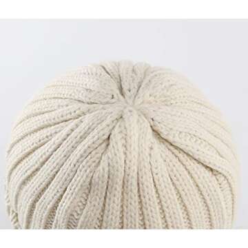 Connectyle Daily Ribbed Knit Winter Hat Slouch Fold Beanie for Women Stylish Plain Watch Cap Beige