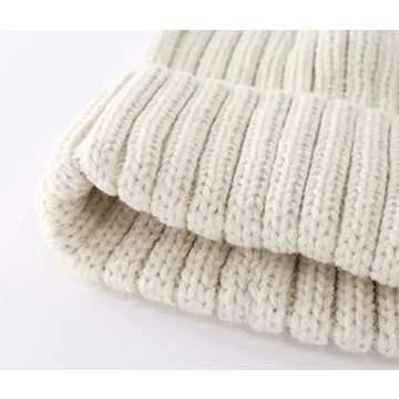 Connectyle Daily Ribbed Knit Winter Hat Slouch Fold Beanie for Women Stylish Plain Watch Cap Beige