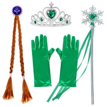 Party Chili Princess Costumes Birthday Party Fancy Dress Up for Little Girls with Wig,Crown,Mace,Glo...