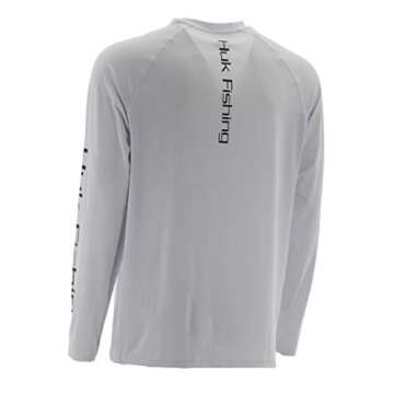 Huk Men's Pursuit Vented Long Sleeve Shirt | Long Sleeve Performance Fishing Shirt With +30 UPF Sun Protection, White, Large