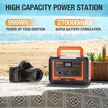 EBL Portable Power Station Voyager 1000, 110V/1000W Solar Generator(Surge 2000W), 999Wh/270000mAh Hi...