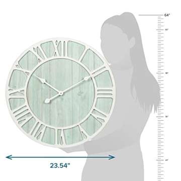 La Crosse Clock 23.5 Inch Round Blue Coastal Decorative Quartz Wall Clock (404-4060)