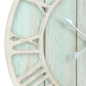 La Crosse Clock 23.5 Inch Round Blue Coastal Decorative Quartz Wall Clock (404-4060)
