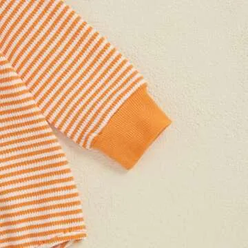 Lenjindjer Baby Girl Boy Easter Outfits Waffle Carrot/bunny Embroidery Long Sleeve Bubble Romper Infant Spring Bodysuit Tops (Orange, 6-12 Months)