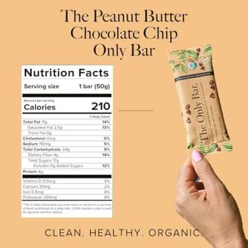 Truvani Plant Based Snack Bars | Peanut Butter Chocolate Chip 12 Pack | 8g Protein | Organic | Vegan...