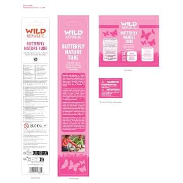 Wild Republic Butterfly Nature Tube, Insect Figurines Tube, Nature Toys, Kids Gifts, 12-piece,Multicolor,1.5" to 3"