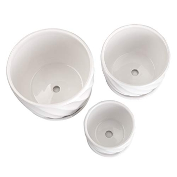 Modern Ceramic Plant Pots Set of 3 with Saucers