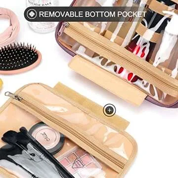 Travel Hanging Toiletry Bag for Women, Extra Large Makeup Bag, Holds Full-Size Shampoo, with Jewelry Organizer Compartment, Waterproof Cosmetic Bag, Toiletries Kit Set with Trolley Belt, Dark Purple