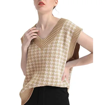 SAFRISIOR Oversized Houndstooth Sweater Vest for All