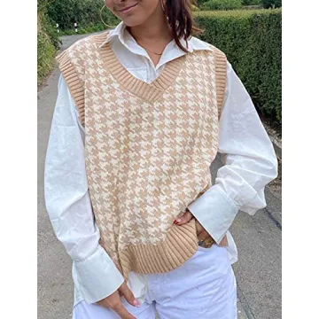 SAFRISIOR Oversized Houndstooth Sweater Vest for All