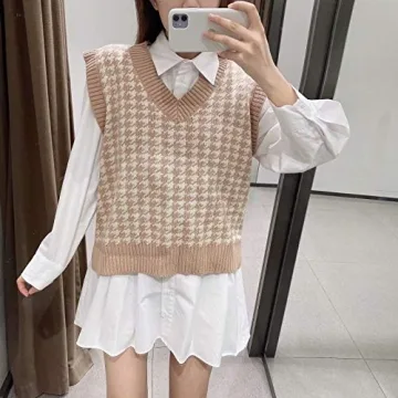 SAFRISIOR Oversized Houndstooth Sweater Vest for All