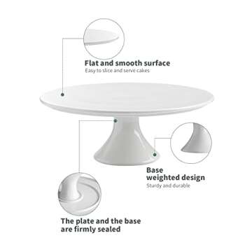 Ghaexui 10-Inch Porcelain Cake Stand for Parties, Weddings, Baby Showers and Events