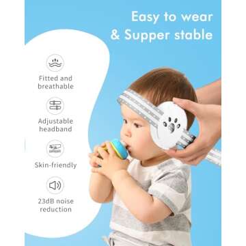 NECTAR BABY Baby Ear Protection, Noise Cancelling Headphones for Babies, Noise Reduction Ear Muffs for Infant and New Born Toddlers up to 36 Months, Bebe Airplane Travel Essential Sound Proof Ear Muff