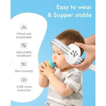 NECTAR BABY Baby Ear Protection, Noise Cancelling Headphones for Babies, Noise Reduction Ear Muffs for Infant and New Born Toddlers up to 36 Months, Bebe Airplane Travel Essential Sound Proof Ear Muff