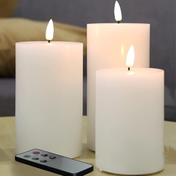 Eywamage Flameless Pillar Candles Set with Remote Control