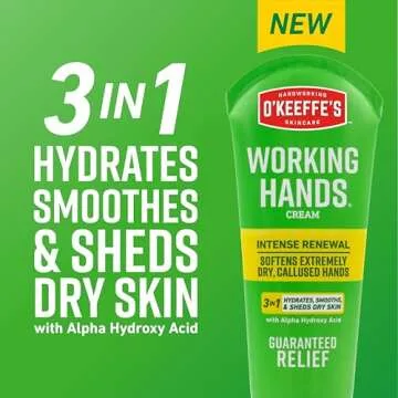 O'Keeffe's Working Hands Intense Renewal Hand Cream, 3oz Tube (Pack of 1) - Softens and Smooths Extremely Dry, Callused Hands