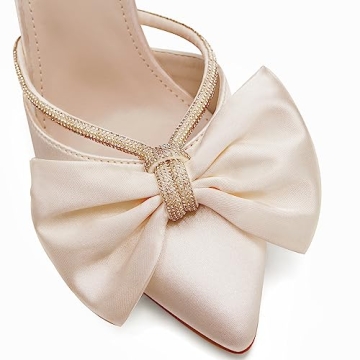 Coutgo Women's Elegant Bow Heels Mules for All Occasions