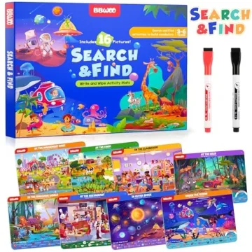 Preschool Learning Activities Search and Find Books, Travel Game for Road Trip Car Airplane, Busy Bo...
