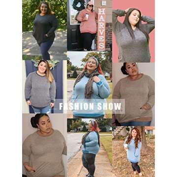 DOLNINE Womens Plus Size Tops 4X Fall Winter Sweatshirts Pockets Tunics Blouses CYBE-28W