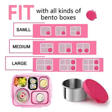 FANGSUN Dressing Containers to Go for Condiments, Salad Dressing, Dips, Snacks, Stainless Steel Dipping Sauce Cups, Fits in Bento Box for Lunch, Mini Food Storage Containers with Lid (Pink)