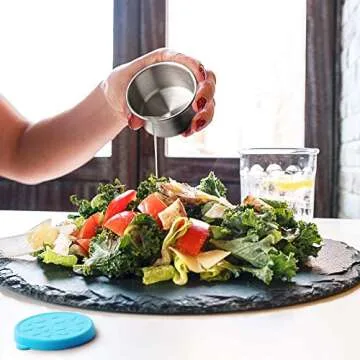 FANGSUN Dressing Containers to Go for Condiments, Salad Dressing, Dips, Snacks, Stainless Steel Dipping Sauce Cups, Fits in Bento Box for Lunch, Mini Food Storage Containers with Lid (Pink)