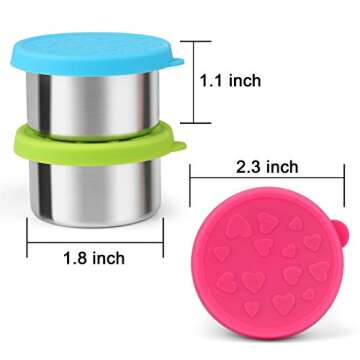 FANGSUN Dressing Containers to Go for Condiments, Salad Dressing, Dips, Snacks, Stainless Steel Dipping Sauce Cups, Fits in Bento Box for Lunch, Mini Food Storage Containers with Lid (Pink)