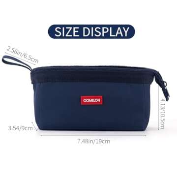 CICIMELON Pencil Case Large Capacity Pencil Pouch Pen Bag for School Teen Girl Boy Men Women (Navy)